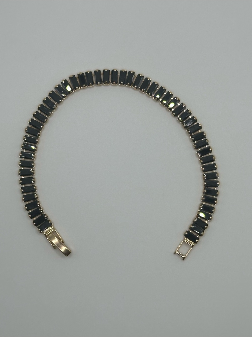 Rose Gold Filled Bracelet with Black Baguette Stones